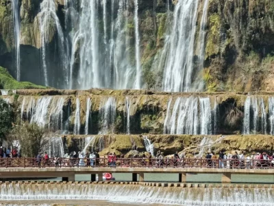 马年春节云南罗平百万亩油菜花盛开 瀑布景区人气旺玩法新